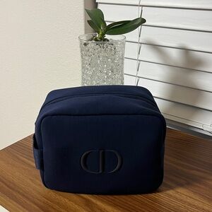 Dior CD Logo Men Navy Blue Toiletry Bag Dropp Kit Travel Pouch Case